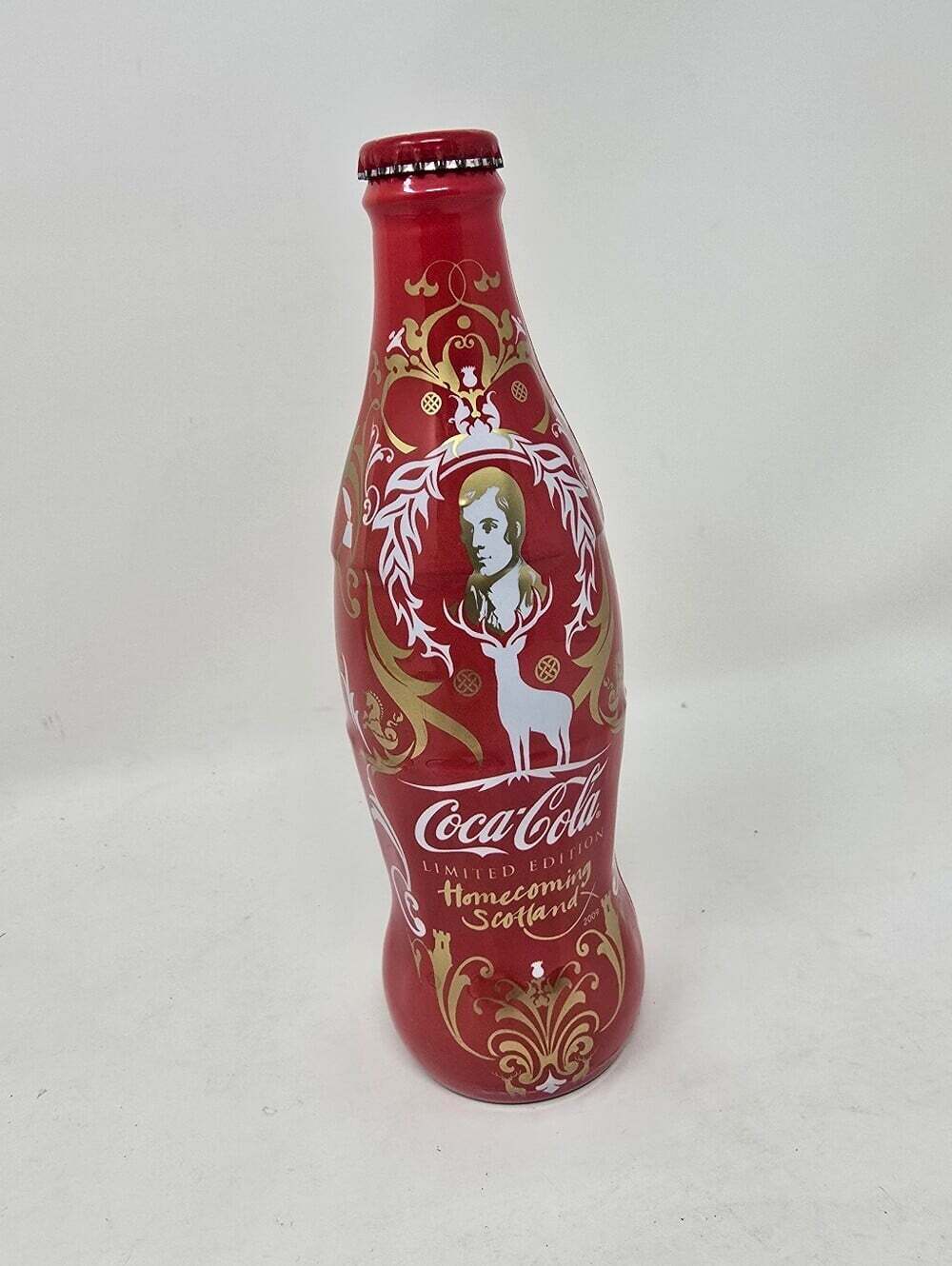Limited Robert Burns Coca Cola Glass Bottle Scottish Poet 250th Anniversary 8"